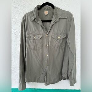 Adriano Goldschmidt Cotton Button Down Green Mens Medium Utility Shirt